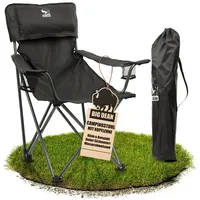 BigDean Campingstuhl Luxus Faltbar Schwarz