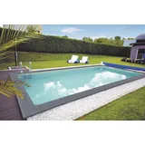 KWAD Styropor Pool Set 350 x 700 x 150 cm inkl. Edelstahlleiter, Beckenrandsteine & Poolbeleuchtung