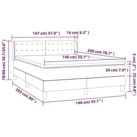 vidaXL Boxspringbett mit Matratze Taupe 140x200 cm Stoff