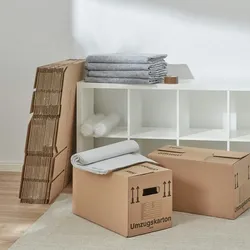 Umzugskomplettpaket 2 bis 3 Zimmer-Wohnung 75 m2 (40 x Umzugskarton 2 x Luftpolsterfolie 1 kg Seidenpapier 1 x Klebeband 4 x Möbelpackdecke) SET BB-Ve