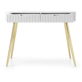 Deine Möbel 24 Schminktisch, Weiß, Gold, Holzwerkstoff, 2 Schubladen, 103x80x49 cm, Wohnzimmer, Wohnzimmertische, Konsolentische