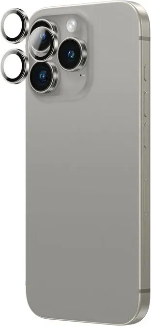 AmazingThing AR Aluminium 3-Linsen-Glas mit Kameralinsenrahmen für iPhone 16 Pro / 16 Pro Max - Grau