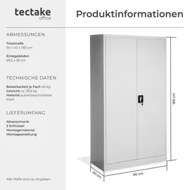 Tectake tectake® Aktenschrank, Grau