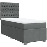 vidaXL Boxspringbett mit Matratze Dunkelgrau 100x200 cm Stoff