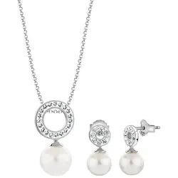 Nenalina Kreis Kristallen Perlen 925 Silber Schmuck-Set   Damen 