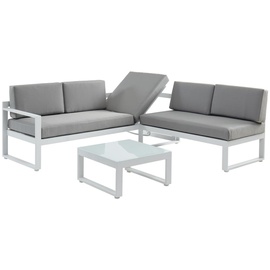 MYLIA Garten-Sitzgruppe: Couchtisch + 6-Sitzer-Ecksofa verstellbar - Aluminium - Grau - PALAOS II von MYLIA