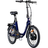 Zündapp E-Bike Faltrad ZT20 20 Zoll RH 36cm 3-Gang 280 Wh blau