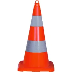 Leitkegel reflektierend 500mm PVC orange - orange mit reflektierenden Streifen