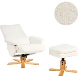 Beliani Fernsehsessel EPSE Bouclé 80 x 100 x 90 cm Cremeweiß mit Fußstütze