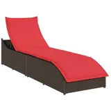 vidaXL Klappliege mit Auflage und Stauraum Braun Poly-Rattan