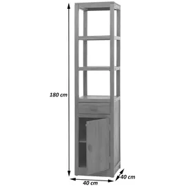 Mendler Teak-Regal HWC-M86, Badschrank Badregal Badezimmer, hochwertiges B-Grade-Teak (Kernholz, 20-30 Jahre), 180x40cm
