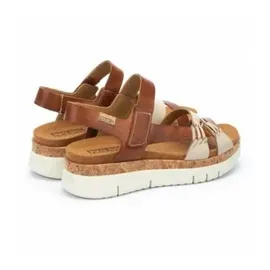 PIKOLINOS für Damen. W4N-0968C1 Palma Sandalen aus braunem Leder -Gewichtskeil 4,5cm (38), 3 bis 5 cm, Klettverschluss, Lässig