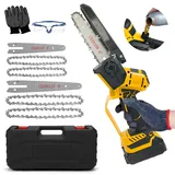 Mini Kettensäge 6&8 Zoll, Akku Kettensäge Kompatibel mit Dewalt 18V 20V, Handkettensäge Akku mit Automatischer Öler und Sicherheitsschloss für Gartenscheren Astschere Holzschneidenz (ohne Akku)