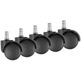 möbelando Möbelrolle 5er Set gebremste Weichboden-Rollen für Bürostuhl 11 mm Stift / Durchm, (5er Set), 5 x 5 x 5 x 5 cm (B/D/H/L) schwarz