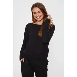 Strickpullover FREEQUENT "FQDODO", Damen, Gr. XL, schwarz, Feinstrick, Obermaterial: 100% Baumwolle, unifarben, casual, bequem hüftbedeckend, Rundhals, Langarm Bündchen, Pullover, mit Strick-Knoten-Details