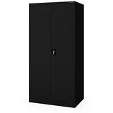 Jan Nowak Mehrzweckschrank Metall Schrank abschließbar 90 cm DAWID D600 3 Zonen Stahl (0,6 mm Wandmontage möglich PZH-zertifiziert 4 Farben) Putzschrank Kleiderstange Schloss 2 Schlüssel Tiefe 60 cm schwarz