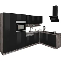 kochstation Winkelküche L-Form 290 x 180 cm schwarz