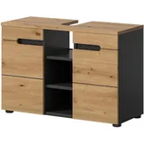 inn.furn Waschbeckenunterschrank Eiche grau 80 cm, Cooper
