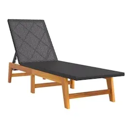 vidaXL Sonnenliege mit Tisch Poly Rattan und Massivholz Akazie