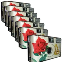 7X PHOTO PORST Einwegkamera Edition Rose & Ringe, mit Blitz, Batterien und Film (7er Pack, je 27 Aufnahmen)