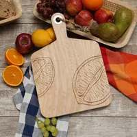 GAUMENKICK Schneidebrett - Vesperbrett | Zitronenmotiv längs geschnitten - Mangoholz - Kor...
