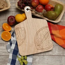 GAUMENKICK Schneidebrett - Vesperbrett | Zitronenmotiv längs geschnitten - Mangoholz - Kor...