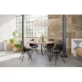 möbelliebling Runder Esszimmertisch 100 x 77 x 100 cm Eiche beige/silber