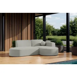 Fun Möbel Garten Ecksofa SUNDAY XS in wetterfester Stoff ART-N Hellgrau Ottomane Rechts - Grau