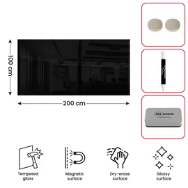 ALLboards Glas-Magnettafel 200 x 100 cm Schwarz