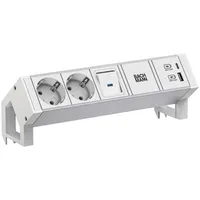 Bachmann DESK2 ALU WHITE 2xCEE7/3 1xSchalter 1xUSB A/C 22W