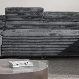 m-punkt Eckcouch Cord U-Form mit Bettkasten 5-Sitzer Grau