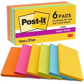 Post-it Super Sticky Notes Carnival Haftnotizen extrastark 6556SR farbsortiert, 6 Blöcke
