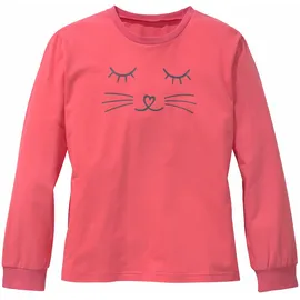 VIVANCE Pyjama VIVANCE, Mädchen, Gr. 134/140, schwarz (hummer, anthrazit, meliert), Jersey, Obermaterial: 100% Baumwolle, bedruckt, Basic, lässig geschnitten, Rundhals, angesetztes Bündchen, Homewear-Sets Pyjama, Schlafanzug in langer Form mit Cat Print