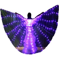 O3 Bauchtanz LED Isis Flügel mit Teleskopstäbchen Glow Light Up Engel Kostüme (lila)