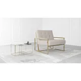 S-Style Loungesessel Tampa Bouclé 84 x 81 x 89 cm Beige/Gold