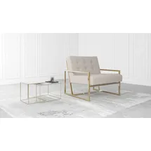 S-Style Loungesessel Tampa Bouclé 84 x 81 x 89 cm Beige/Gold