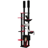 PETEPELA Kratzbaum 230-255cm Kratzbaum deckenhoch Katzenturm mit großen Condo, mit Kratzpad als Treppe, verschiedene Farben schwarz