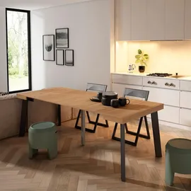 SKRAUT HOME Ausziehbarer, Konsolentisch, 222x90x73cm, Für 10 Personen, Holzbeine, Moderner Stil, Eiche - 312_34