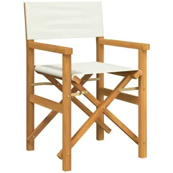 vidaXL Regiestühle 2 Stk. Klappbar Creme Massivholz Teak, klappbarer Regiestuhl, Camping-Regiestuhl, Klappstuhl, Outdoor-Regiestuhl, Garten-Regiestuhl