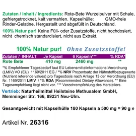 VitalLife Rote Beete Bete Beetroot Kapseln 180 St.