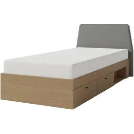 Deine Möbel 24 Jugendbett, Alteiche, Grau, Holzwerkstoff, 90x200 cm, Kinder- & Jugendzimmer, Jugendmöbel, Jugendbetten