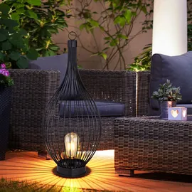 ETC Shop 2x LED Solar Hängelampe Metall spritzwassergeschützt IP44 schwarz