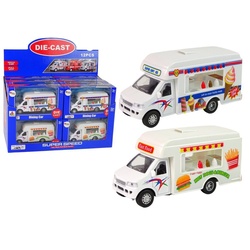 LEAN Toys Spielzeug-Auto Auto Camper Ice Cream Shop Fastfood Spielzeug Fahrzeug Set Wohnmobil weiß