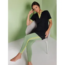Kurzarmshirt "Modal-Longshirt", Damen, Gr. 36/38, schwarz, 95% Modal, 5% Elasthan, unifarben, Kurzarm, Shirts