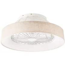 Nowa Deckenventilator Deckenleuchte Wohnzimmerleuchte Esszimmerlampe Raumlüfter Kühler, Kunststoff Textil weiß natur, Fernbedienung dimmbar CCT 3-Stufen, 1x LED 30W 2200Lm 3000-6500K, D 47 cm