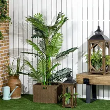 Homcom Künstliche Pflanze, Künstliche Palme, Kunstpflanze mit Zementfüllung, Kunstpalme im Topf, für Innendekoration, 150 cm, Grün
