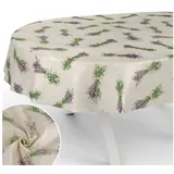ANRO Tischdecke mit Blumen Botanik aus Stoff Tischwäsche mit Beschichtung Tischtuch (Einzelstück 1-tlg), auch als Gartentischdecke - mit Schutzschicht beige Oval | 140 cm x 240 cm x 0.3 mm
