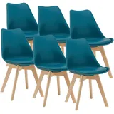 [en.casa] Esszimmerstuhl-Set, Türkis, Leder, 49x81x57 cm, Esszimmer, Stühle, Esszimmerstühle, Vierfußstühle