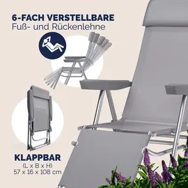 CASARIA Liegestuhl 60 x 110,5 x 118 cm grau klappbar 2 St.