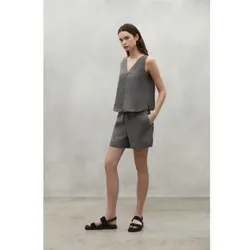 ECOALF für Damen. MCWGAPCDEVA00710S24-306 Kurzer Deva grau (L), Lässig, Leinen